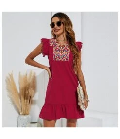 Vintage Floral Print Embroidery Ruffle Sleeve Wholesale Cotton Linen Dresses SD183646 -DivaLook Shop 8f9b3d61 c56e 475b b9af 5a1510f9f546 095798deaee548be77ae4663f852302d