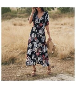 Sexy Deep V Floral Swing Dress Short Sleeve Slim Drawstring High Slit Vacation Wholesale Dresses SDN560326 -DivaLook Shop 9080d9b5 23cc 470d 8eb5 a32449b96979 ba7ddd6f6a0c9db38eeb90db915a52ee