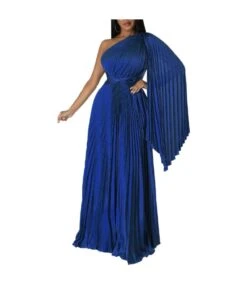 One-Shoulder Pleated Slant Neck Waist Imitation Silk Dress Wholesale Womens Clothing N3823103000072 -DivaLook Shop 929a73c4ad39476b8b00b0b50128a26a 5