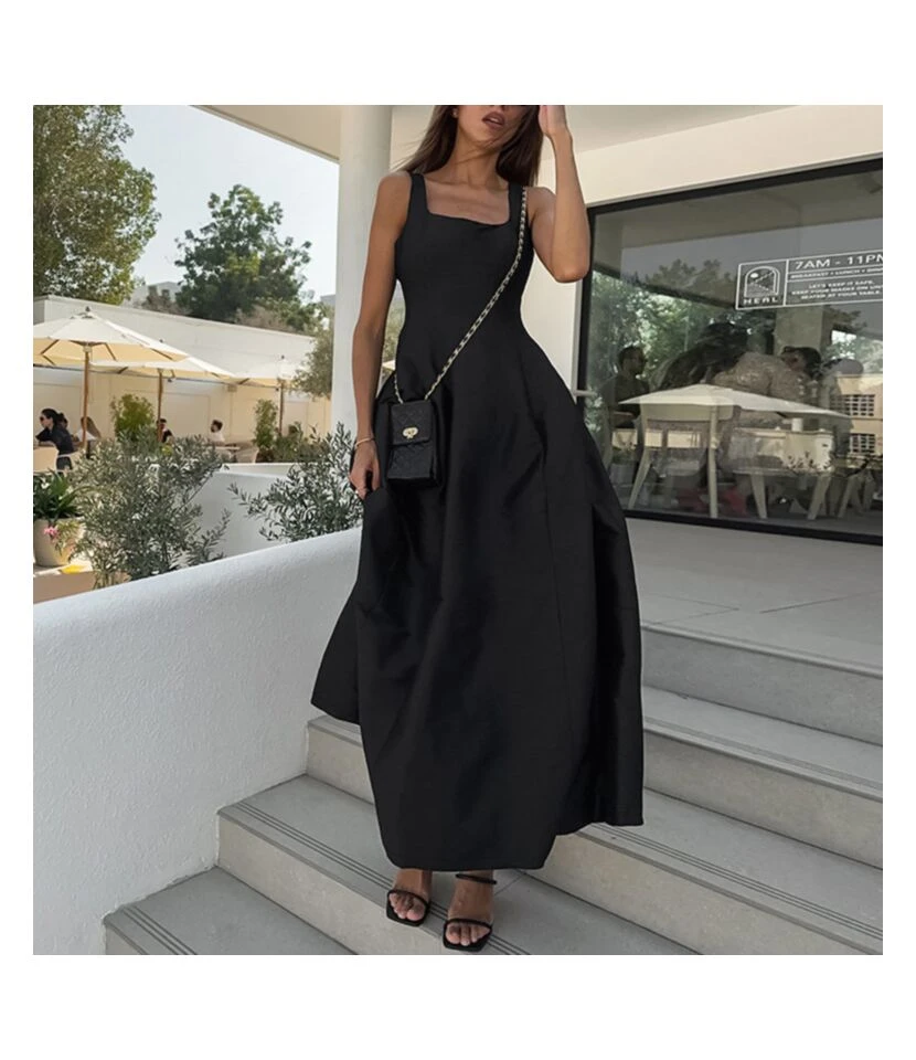 Simple Sling Sleeveless Solid Color Square Neck Dress Wholesale Dresses 3 Simple Sling Sleeveless Solid Color Square Neck Dress Wholesale Dresses