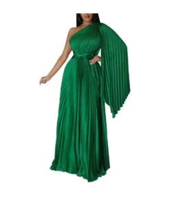 One-Shoulder Pleated Slant Neck Waist Imitation Silk Dress Wholesale Womens Clothing N3823103000072 -DivaLook Shop 956e5e8aec12484e9191b0b501288ae0 5