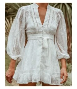 V Neck Solid Color Long Sleeve Ruffles Lace Swing Dress Chic Vacation Wholesale Dresses SD531768 -DivaLook Shop 96538b58 7f8c 46f7 aedc 3f4137b89166 6b76ebea60ccdde55c44718774d93f77