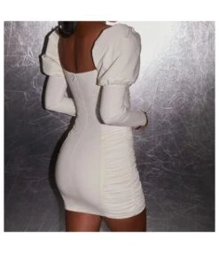 Pleated Sexy Low Cut Long Sleeve Puff Sleeve Sheath Mini Dress Wholesale Dresses SDV463783 -DivaLook Shop 973c0a70 8266 4084 a961 a37957b471b1 62491583372366346ff5b4e97588e424