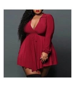 Wholesale Plus Size Clothing Long Sleeve Tied Lapel Knit Dress N5923091200044 -DivaLook Shop O1CN010QrPNg27HcwYmj3Oc 2212782247772 0 cib 5