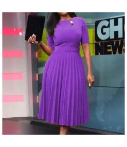 Fashion Solid Color Round Neck Press Pleated Short Sleeve Dress With Belt Wholesale Dresses N5323032800189 -DivaLook Shop O1CN010XEomL26Ucc5WVlpW 4225457665 0 cib 6