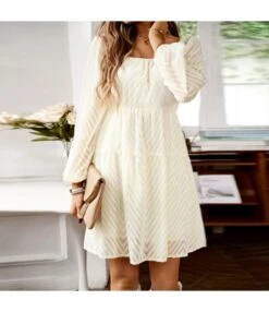 Square Collar Long Sleeve A-Line Jacquard See-Through Dress Wholesale Dresses N46N4623062500007 -DivaLook Shop O1CN010bU3RM1ND4o6ChH9M 2425141535 0 cib 4
