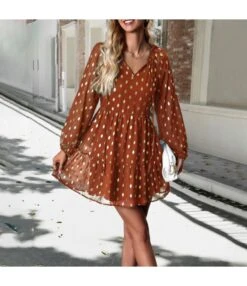 Casual Chiffon V-Neck Long Sleeve Polka Dot Dress Wholesale Dresses N5923080800006 -DivaLook Shop O1CN012Y8N0L1ND4pDX5hV7 2425141535 0 cib 4