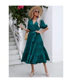 Elegant Casual Fashion High Waist V-Neck Holiday Long Smocked Dress Wholesale Dresses N5323030700084 -DivaLook Shop O1CN013HGTeb1vvgHpSj2Jj 2212115946235 0 cib