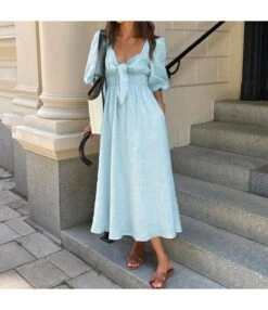 A-Line V-Neck Temperament Solid Color Puff Sleeve Dress Wholesale Dresses N462303280016499 -DivaLook Shop O1CN014u87rw2Gzts0x3c9d 2212501819087 0 cib