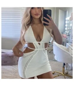 Sexy Halter Neck Wrapped Chest Hollow Bodycon Lace-Up Knit Dress Wholesale Dresses N5323030800039 -DivaLook Shop O1CN015KwuSQ22o51YbM4vL 2206542577166 0 cib