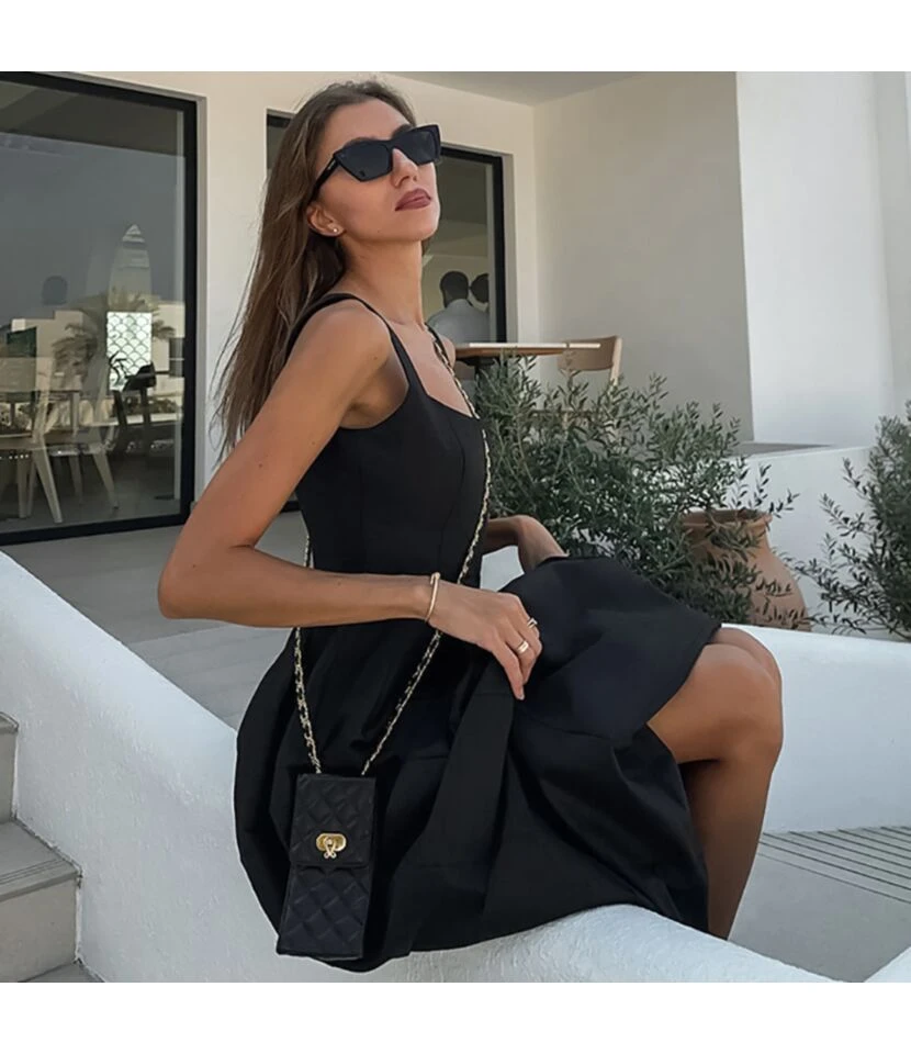 Simple Sling Sleeveless Solid Color Square Neck Dress Wholesale Dresses 6 Simple Sling Sleeveless Solid Color Square Neck Dress Wholesale Dresses - Image 4