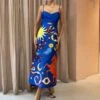 Fashion Personalized Graffiti Printed Halter Sexy Backless Dresses Wholesale Dresses N5923080800031