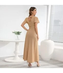 V-Neck Open Back Slim Fit Party Shiny Bright Lace-Up Waist A-Line Dress Wholesale Maxi Dresses N5323030300054 -DivaLook Shop O1CN01DOJ7TQ1wQMoovzzUf 2455536302 0 cib