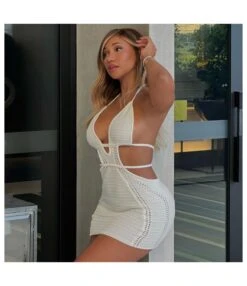 Sexy Halter Neck Wrapped Chest Hollow Bodycon Lace-Up Knit Dress Wholesale Dresses N5323030800039 -DivaLook Shop O1CN01DvIwaD22o51SN0V8H 2206542577166 0 cib