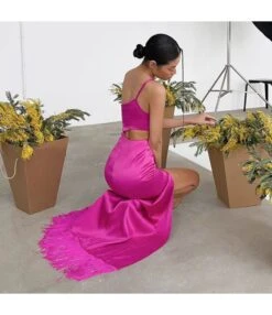 Solid Color One Shoulder Hollow Waist Tassel Sexy High Slit Party Sling Dress Wholesale Maxi Dresses N5323021500002 -DivaLook Shop O1CN01EPfS602GztqofP8ev 2212501819087 0 cib