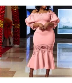 Sexy Party Bubble Sleeve Lace One-Piece Neck Strapless Fishtail Dress Wholesale Dresses V5923050300075 -DivaLook Shop O1CN01HIiT9U1qrUbWozJfV 4225535549 0 cib 6