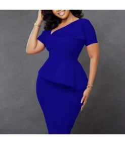 Sexy Short-Sleeved Solid Color Slant Neck High Waist Pencil Dress Wholesale Dresses N5323032800166 -DivaLook Shop O1CN01HWHNzd26Ucew7Bz57 4225457665 0 cib 6