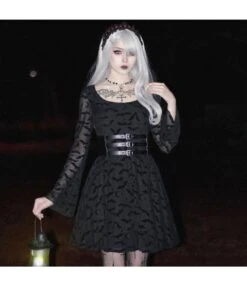 Dark Temperament Bat Jacquard Bell Sleeve A Swing Dress Wholesale Dresses Without Belt N46923031300022 9 Dark Temperament Bat Jacquard Bell Sleeve A Swing Dress Wholesale Dresses Without Belt N46923031300022 -DivaLook Shop O1CN01INa5vr1MhTPru2Ary 3900101466 0 cib