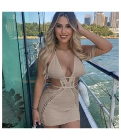 Sexy Halter Neck Wrapped Chest Hollow Bodycon Lace-Up Knit Dress Wholesale Dresses N5323030800039 -DivaLook Shop O1CN01IyLd8R22o51JPZlhz 2206542577166 0 cib