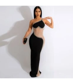 Sexy Pearl Hot Drill See-Through Mesh Oblique One-Shoulder Dress Wholesale Dresses V5923031800123 -DivaLook Shop O1CN01J2ZtED1ESLR3Wu9eD 2845100350 0 cib