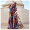 Casual French Vintage Print V-Neck Design Chiffon Dress Wholesale Dresses N5323032300036