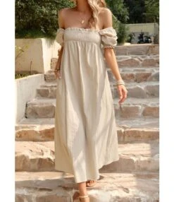 Elegant Flower Petal Sleeve Solid Color Square Neck Long Dress Wholesale Dresses V5923041200032 -DivaLook Shop O1CN01Jamj531ND4mybRsFm 2425141535 0 cib