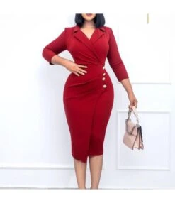 Tight Business Dress Button Lapel Wholesale Womens Clothing N3823101700032