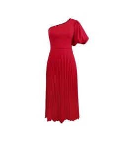 Casual Solid Color Bubble Sleeve Single Shoulder Diagonal Collar Pleated Dress Wholesale Dresses V5923050600003 -DivaLook Shop O1CN01QA1gJu1TGBAPWLtap 2206882922354 0 cib