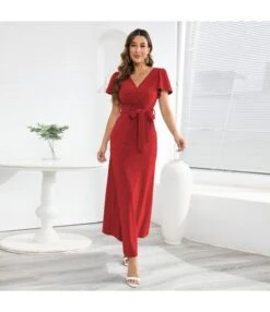 V-Neck Open Back Slim Fit Party Shiny Bright Lace-Up Waist A-Line Dress Wholesale Maxi Dresses N5323030300054 -DivaLook Shop O1CN01SBpI9r1wQMp1kUKfM 2455536302 0 cib 5