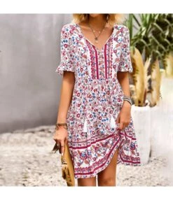 Bohemian Bell Sleeve Print Simple Fringe Dress Wholesale Dresses N462523032300176 -DivaLook Shop O1CN01U4nT5M1wuay6gu4m6 3267756368 0 cib