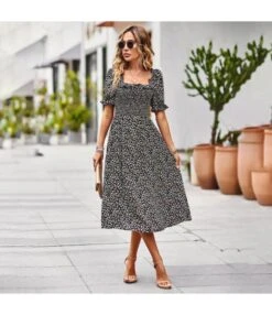 Summer Puff Sleeve Casual Square Collar Floral Swing Dress Wholesale Dresses N5323022200257 -DivaLook Shop O1CN01UZfO401ND4lomHFzG 2425141535 0 cib 4