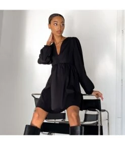 Commuting Simple V-Neck Lantern Sleeve Solid Color A-Line Dress Wholesale Dresses N463523021400186 -DivaLook Shop O1CN01UiPBD02GztqpRnuOS 2212501819087 0 cib