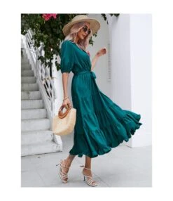 Elegant Casual Fashion High Waist V-Neck Holiday Long Smocked Dress Wholesale Dresses N5323030700084 -DivaLook Shop O1CN01VOzs221vvgHpSjZWt 2212115946235 0 cib