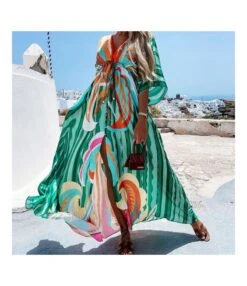 V Neck Ties Single Breasted Printed Loose Dress Wholesale Dresses N462823032800172 -DivaLook Shop O1CN01XpcDr52HGO0q6W8vh 2212450069123 0 cib 5