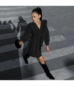 Temperament Long Sleeve High Waist A- Line Ruffled Black Dress Wholesale Dresses N5323021500005 -DivaLook Shop O1CN01YnAgon2Gztq7Qw4Pw 2212501819087 0 cib