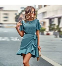 Summer Casual Round Neck Solid Color Ruffled Wrap Dress Wholesale Dresses N5323022800186 -DivaLook Shop O1CN01Zsbljp1ND4ln9UW72 2425141535 0 cib 4