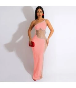 Sexy Pearl Hot Drill See-Through Mesh Oblique One-Shoulder Dress Wholesale Dresses V5923031800123 -DivaLook Shop O1CN01amPIv01ESLRAs6z12 2845100350 0 cib 5
