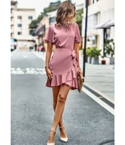 Summer Casual Round Neck Solid Color Ruffled Wrap Dress Wholesale Dresses N5323022800186 -DivaLook Shop O1CN01bBVN1o1ND4lrKEMQj 2425141535 0 cib