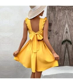 Backless Wooden Ears Sleeveless V-Neck Solid Color Dress Wholesale Dresses N4623041000136 -DivaLook Shop O1CN01fqwETA2BFZjluzk4I 2208897598309 0 cib