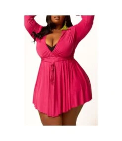 Wholesale Plus Size Clothing Long Sleeve Tied Lapel Knit Dress N5923091200044 -DivaLook Shop O1CN01j1TEX127HcwZTayUs 2212782247772 0 cib 5