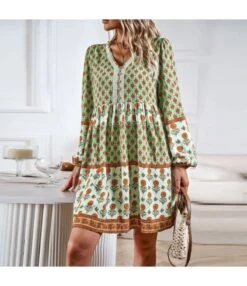 Bohemian Print Long Sleeve V-Neck A-Line Dress Wholesale Dresses -DivaLook Shop O1CN01jBssqT1ND4no0ZeyQ 2425141535 0 cib 4