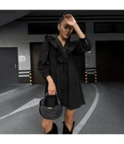 Temperament Long Sleeve High Waist A- Line Ruffled Black Dress Wholesale Dresses N5323021500005 -DivaLook Shop O1CN01jQfmar2Gztq33bqjA 2212501819087 0 cib