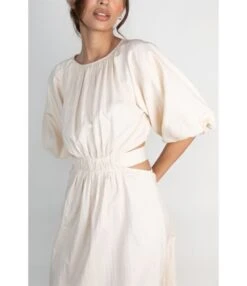 Backless Lace-Up Cut-Out Short Puff Sleeve Round Neck Pleated Casual Retro Dress Wholesale Dresses N5323021500001 -DivaLook Shop O1CN01k1wXPe2GztqiLOSGQ 2212501819087 0 cib