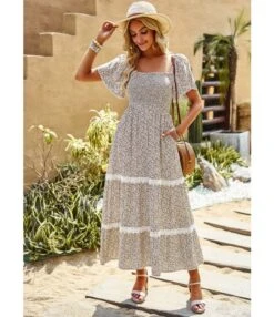 Elegant Ruffle Sleeve Floral Print Strapless Collar Long Dress Wholesale Dresses V5923041200046 -DivaLook Shop O1CN01kCN1Ie1ND4n4LdqXL 2425141535 0 cib