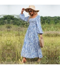 Square Collar Printed Long Sleeve Vacation Backless Swing Dress Wholesale Maxi Dresses N5323021600029 -DivaLook Shop O1CN01kU5Cdn1Irlsroyu8R 1007700947 0 cib