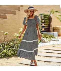 Elegant Ruffle Sleeve Floral Print Strapless Collar Long Dress Wholesale Dresses V5923041200046 -DivaLook Shop O1CN01m57GCx1ND4mxFOeto 2425141535 0 cib 4