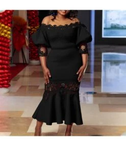 Sexy Party Bubble Sleeve Lace One-Piece Neck Strapless Fishtail Dress Wholesale Dresses V5923050300075 -DivaLook Shop O1CN01mcr9SY1qrUbUla58O 4225535549 0 cib 6