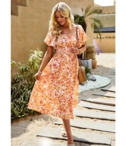 Elegant Botanical Floral Full Print Bubble Sleeve Square Neck Long Dress Wholesale Dresses V5923041200043 -DivaLook Shop O1CN01rqjuwJ1ND4mzH9v8t 2425141535 0 cib