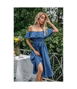 Loose Ruffled Simple Solid Color One-Shoulder Dress Wholesale Dresses N4623040100030 -DivaLook Shop O1CN01sSr5jW1il45UgeR2o 1927214452 0 cib
