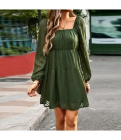 Square Collar Long Sleeve A-Line Jacquard See-Through Dress Wholesale Dresses N46N4623062500007 -DivaLook Shop O1CN01tXgCQx1ND4o6ChLDC 2425141535 0 cib 4